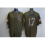 Men's Kansas City Royals #17 Wade Davis Green Salute to Service Majestic Baseball Jersey