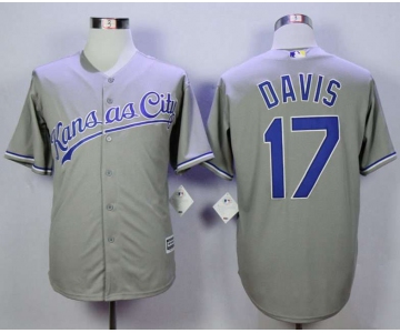 Men's Kansas City Royals #17 Wade Davis Grey New Cool Base Jersey