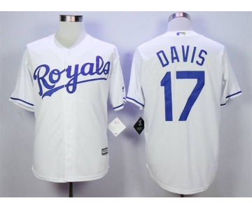 Men's Kansas City Royals #17 Wade Davis White New Cool Base Jersey