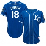 Men's Kansas City Royals #18 Ben Zobrist Alternate Blue KC MLB Cool Base Jersey