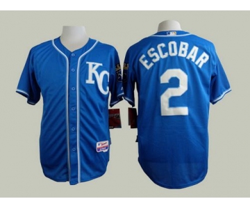 Men's Kansas City Royals #2 Alcides Escobar 2014 Blue Jersey