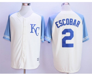 Men's Kansas City Royals #2 Alcides Escobar Cream New Cool Base Jersey