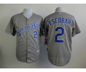 Men's Kansas City Royals #2 Alcides Escobar Gray Jersey