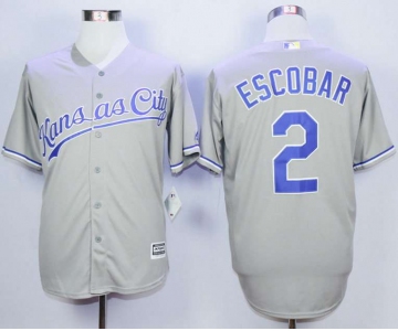 Men's Kansas City Royals #2 Alcides Escobar Grey New Cool Base Jersey