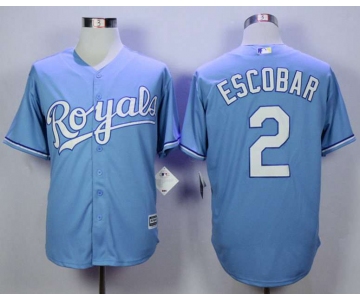 Men's Kansas City Royals #2 Alcides Escobar Light Blue New Cool Base Jersey