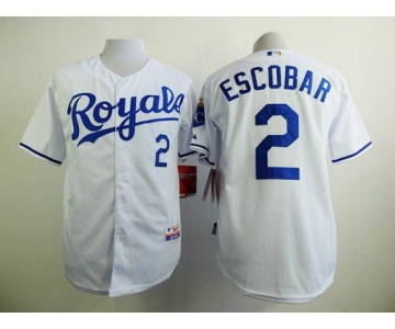 Men's Kansas City Royals #2 Alcides Escobar White Jersey