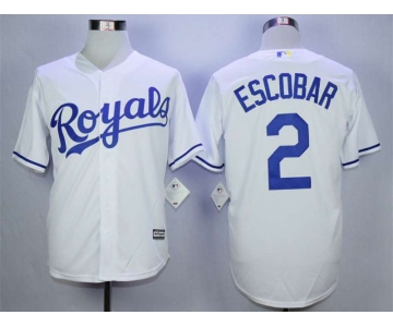 Men's Kansas City Royals #2 Alcides Escobar White New Cool Base Jersey