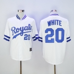 Men's Kansas City Royals #20 Frank White Retired White Majestic Cooperstown Collection Throwback Jersey