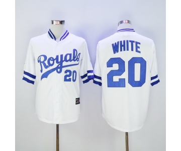 Men's Kansas City Royals #20 Frank White Retired White Majestic Cooperstown Collection Throwback Jersey