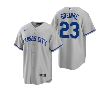 Men's Kansas City Royals #23 Zack Greinke Grey Cool Base Stitched Jersey