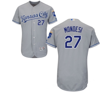 Men's Kansas City Royals #27 Raul A. Mondesi Gray Road Stitched MLB Majestic Cool Base Jersey