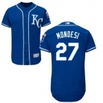 Men's Kansas City Royals #27 Raul A. Mondesi Navy Blue KC Stitched MLB 2016 Majestic Flex Base Jersey