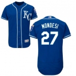 Men's Kansas City Royals #27 Raul A. Mondesi Navy Blue KC Stitched MLB 2016 Majestic Flex Base Jersey