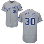 Men's Kansas City Royals #30 Yordano Ventura Gray Road 2016 Flexbase Majestic Baseball Jersey