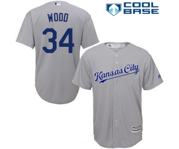 Men's Kansas City Royals #34 Travis Wood Gray Road Stitched MLB Majestic Cool Base Jersey