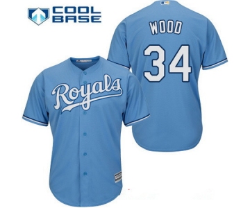 Men's Kansas City Royals #34 Travis Wood Light Blue Alternate Stitched MLB Majestic Cool Base Jersey