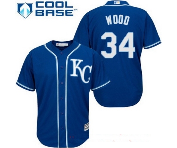 Men's Kansas City Royals #34 Travis Wood Navy Blue Alternate Stitched MLB Majestic Cool Base Jersey