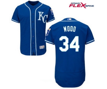 Men's Kansas City Royals #34 Travis Wood Navy Blue Alternate Stitched MLB Majestic Flex Base Jersey