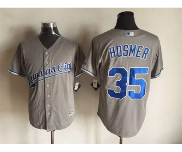 Men's Kansas City Royals #35 Eric Hosmer Gray Road 2015 MLB Cool Base Jersey