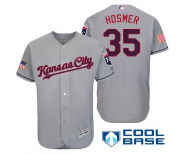 Men's Kansas City Royals #35 Eric Hosmer Gray Stars & Stripes Fashion Independence Day Stitched MLB Majestic Cool Base Jersey