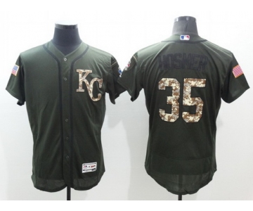 Men's Kansas City Royals #35 Eric Hosmer Green Salute to Service 2016 Flexbase Majestic Baseball Jersey