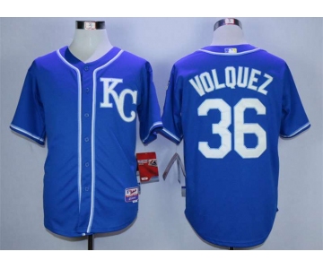 Men's Kansas City Royals #36 Edinson Volquez Blue Cool Base Jersey