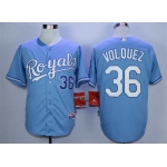 Men's Kansas City Royals #36 Edinson Volquez Light Blue Cool Base Jersey