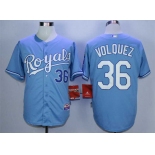 Men's Kansas City Royals #36 Edinson Volquez Light Blue Cool Base Jersey