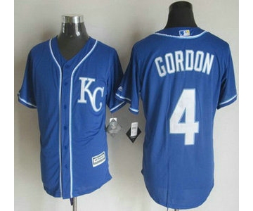 Men's Kansas City Royals #4 Alex Gordon Alternate Blue KC 2015 MLB Cool Base Jersey