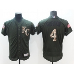 Men's Kansas City Royals #4 Alex Gordon Green Salute to Service 2016 Flexbase Majestic Baseball Jersey