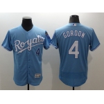 Men's Kansas City Royals #4 Alex Gordon Light Blue 2016 Flexbase Majestic Baseball Jersey