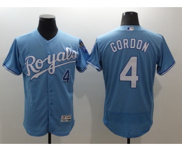 Men's Kansas City Royals #4 Alex Gordon Light Blue 2016 Flexbase Majestic Baseball Jersey