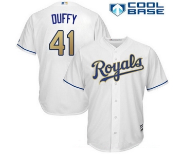 Men's Kansas City Royals #41 Danny Duffy White Home Stitched MLB Majestic 2017 Cool Base Jersey