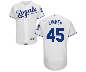 Men's Kansas City Royals #45 Kyle Zimmer Majestic White 2016 Flexbase Authentic Collection Jersey