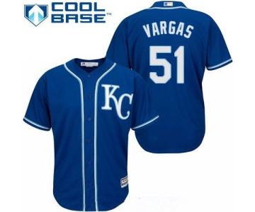 Men's Kansas City Royals #51 Jason Vargas Navy Blue Alternate Stitched MLB Majestic Cool Base Jersey