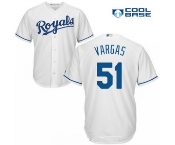 Men's Kansas City Royals #51 Jason Vargas White Home Stitched MLB Majestic Cool Base Jersey