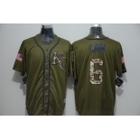 Men's Kansas City Royals #6 Lorenzo Cain Green Salute to Service Majestic Baseball Jersey