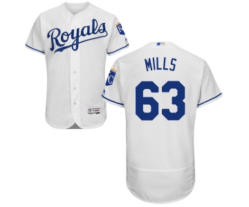 Men's Kansas City Royals #63 Alec Mills Majestic White 2016 Flexbase Authentic Collection Jersey