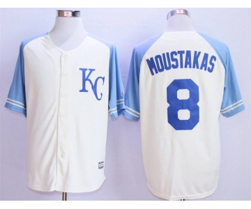 Men's Kansas City Royals #8 Mike Moustakas Cream New Cool Base Jersey