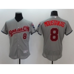 Men's Kansas City Royals #8 Mike Moustakas Gray Fashion Stars & Stripes 2016 Flexbase Majestic Jersey