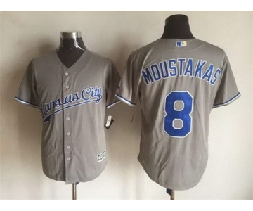 Men's Kansas City Royals #8 Mike Moustakas Gray Road 2015 MLB Cool Base Jersey