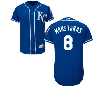 Men's Kansas City Royals #8 Mike Moustakas Navy Blue KC 2016 Flexbase Majestic Baseball Jersey