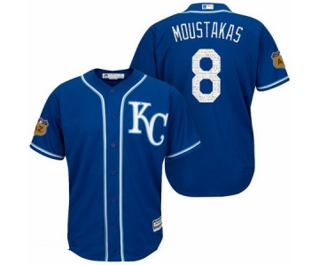 Men's Kansas City Royals #8 Mike Moustakas Royal Blue 2017 Spring Training Stitched MLB Majestic Cool Base Jersey