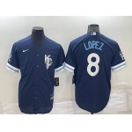 Men's Kansas City Royals #8 Nicky Lopez 2022 Navy Blue City Connect Cool Base Stitched Jersey