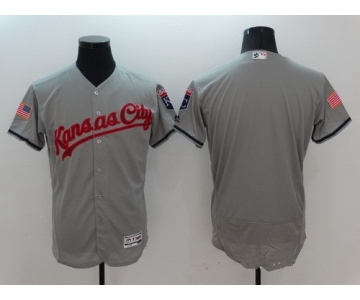 Men's Kansas City Royals Blank Gray Fashion Stars & Stripes 2016 Flexbase MLB Independence Day Jersey