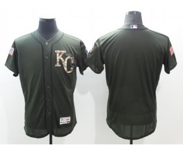 Men's Kansas City Royals Blank Green Salute to Service 2016 Flexbase Majestic Baseball Jersey