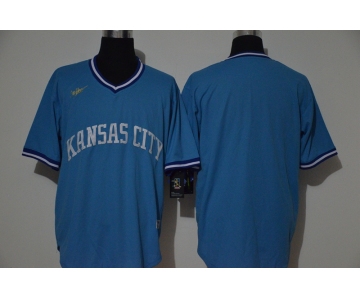 Men's Kansas City Royals Blank Light Blue Pullover Cool Base Cooperstown Collection Stitched Nike MLB Jersey