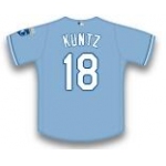 Men's Kansas City Royals Coach #18 Rusty Kuntz Light Blue Baseball Majestic Jersey