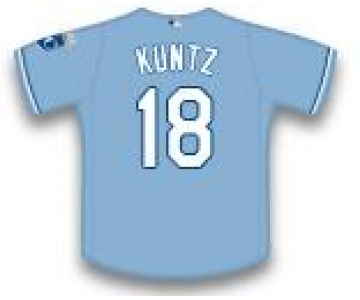 Men's Kansas City Royals Coach #18 Rusty Kuntz Light Blue Baseball Majestic Jersey