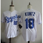 Men's Kansas City Royals Coach #18 Rusty Kuntz White Home Cool Base Baseball Jersey
